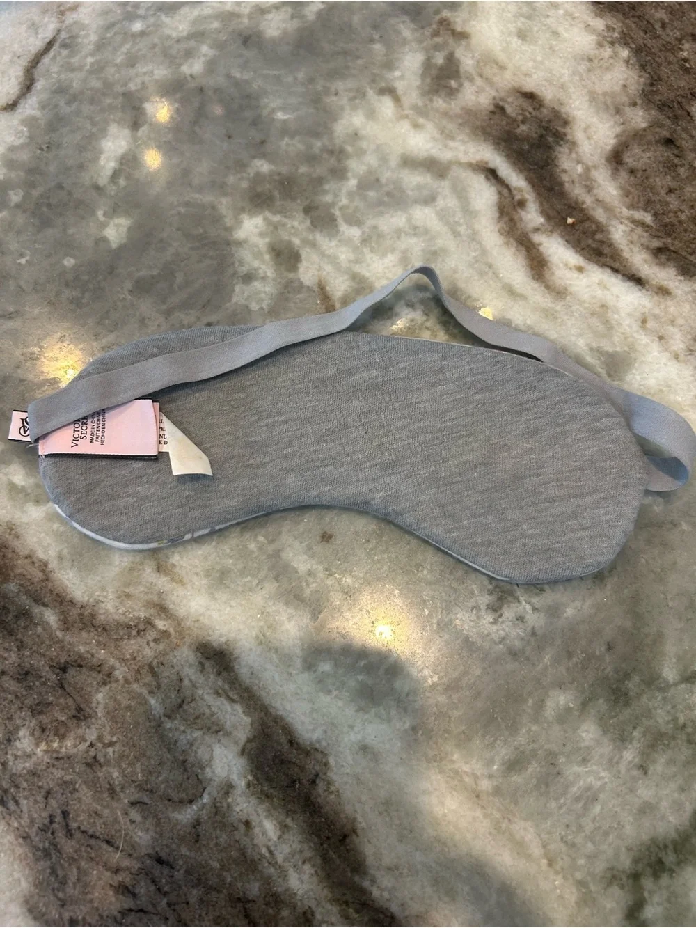 EUC Victoria's Secret White Sleep Mask with Gray Deer and Pink Floral Accents